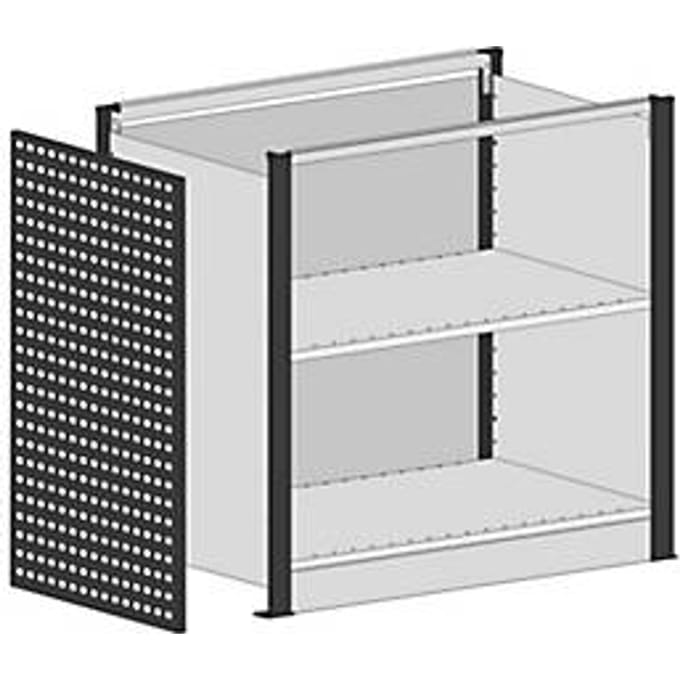 Schulte Lagertechnik Startermodule voor uitschuifbaar baliesysteem MULTIplus, 2 moduleframes/1 eindpaneel, met werkblad, bovenbreedte 806 mm