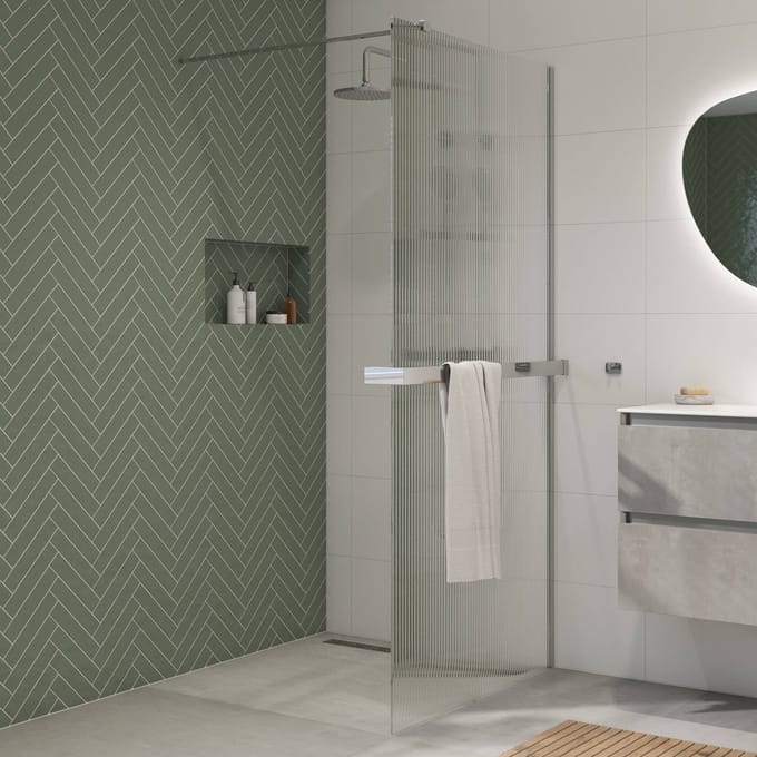 Saqu Modulo inloopdouche incl. antikalk 100x210cm geribbeld glas met handdoekhouder chroom