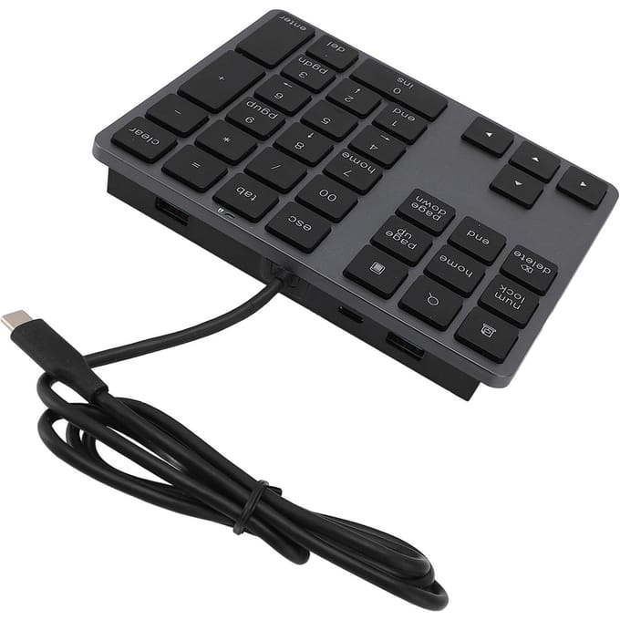 Bekabeld Numeriek Toetsenblok USB C 3.1 HUB 5Gbps 34 Toetsen Extern Toetsenbord Slank Bekabeld Numpad voor Laptop