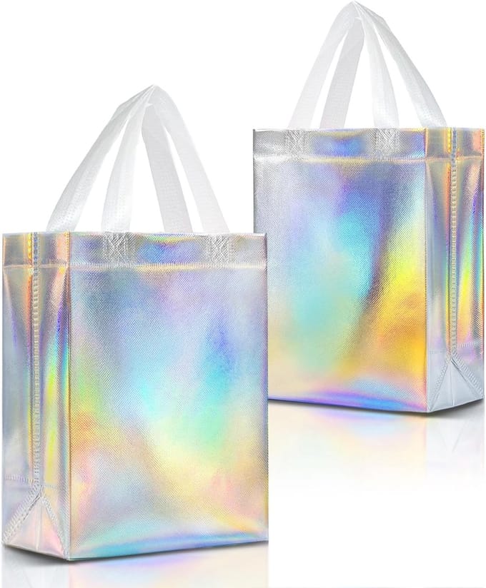 Set van 12 Iridescent Cadeauzakjes Medium Formaat met Handvatten