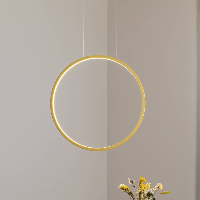 Milagro Lighting LED hanglamp Saturno verticaal, goud, Ø 50 cm, metaal
