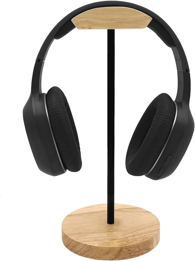 Hoofdtelefoonhouder van Natuurhout en Aluminium - Functionele Oplossing voor Alle Headsets