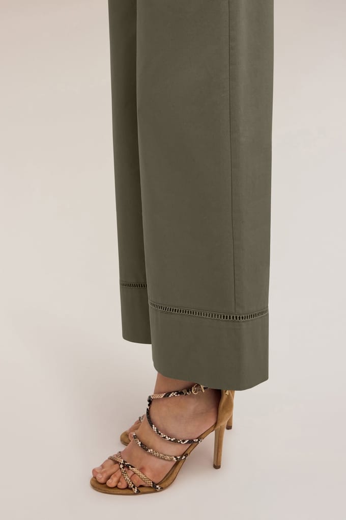 Motivi Wide Trousers With Openwork Detail Green Größe: 32 | Stoffhosen Outlet | Damen | Grün