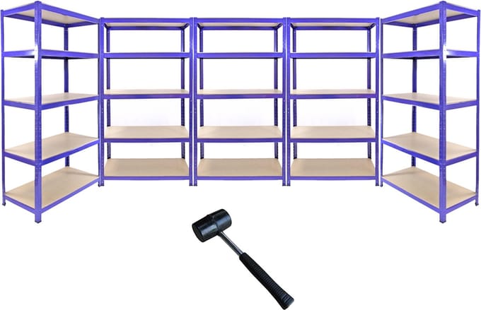 T-rax stellingkasten - blauw - 90x45x180 cm - set van 5