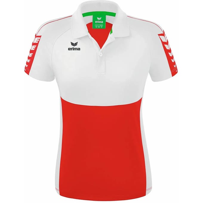 Erima Six Wings Polo Dames - Wit / Rood | Maat: 40