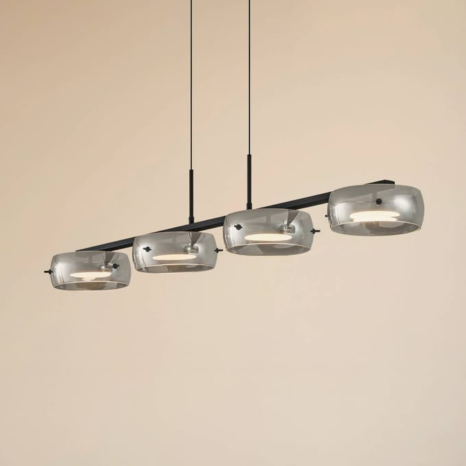 Lucande LED hanglamp Martis, zwart, 4-lamps, dimbaar