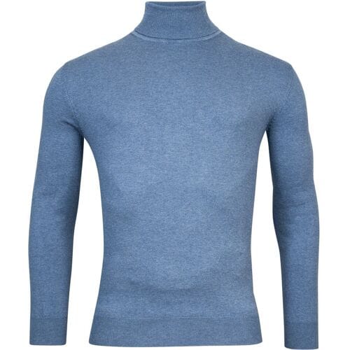 Baileys Trui Pima Cotton Uni Color Single Knit Rollneck Midden Blauw / male