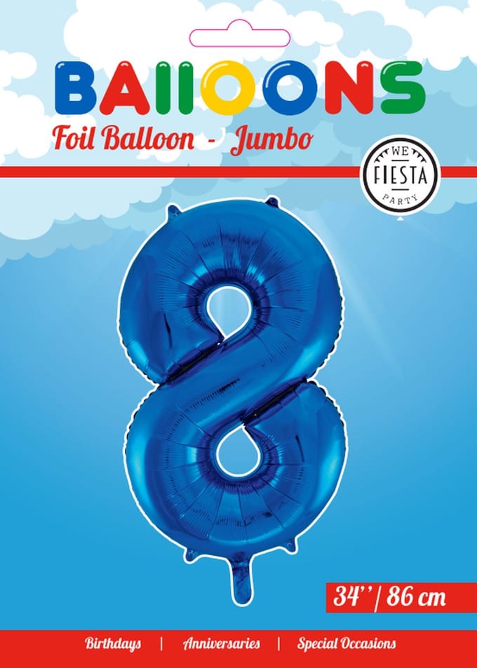 Folieballon 34" nmr. 8 - Blauw