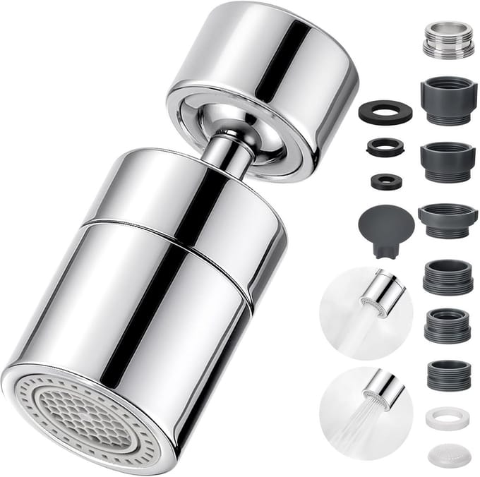 Omgoods - 360° Draaibare Waterbesparende Kraanbevestiging met 2 Jet Types