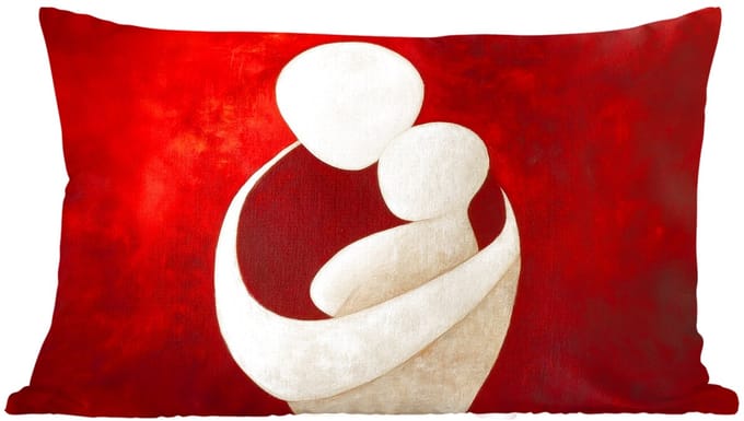 Sierkussens - Kussentjes Woonkamer - 60x40 cm - Abstract - Moeder - Kind - Rood