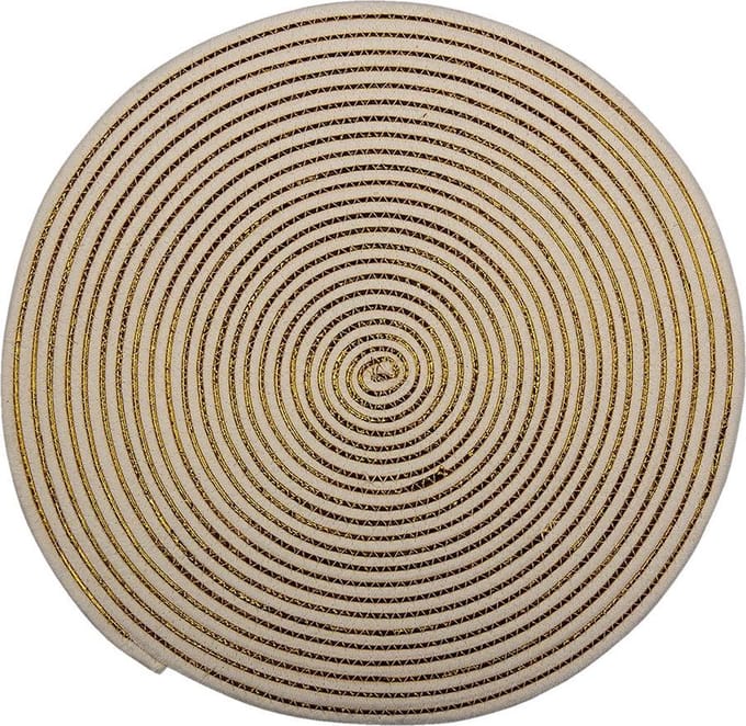 Clayre & Eef Placemat Riet Ø 51x1 cm Wit Geel Jute Rond Cirkel Tafelmat
