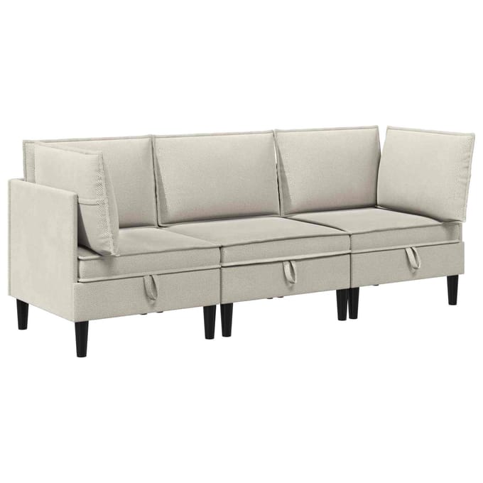 vidaXL - Woonkamer - Meubelset - 3 - st - Havermout - Stof