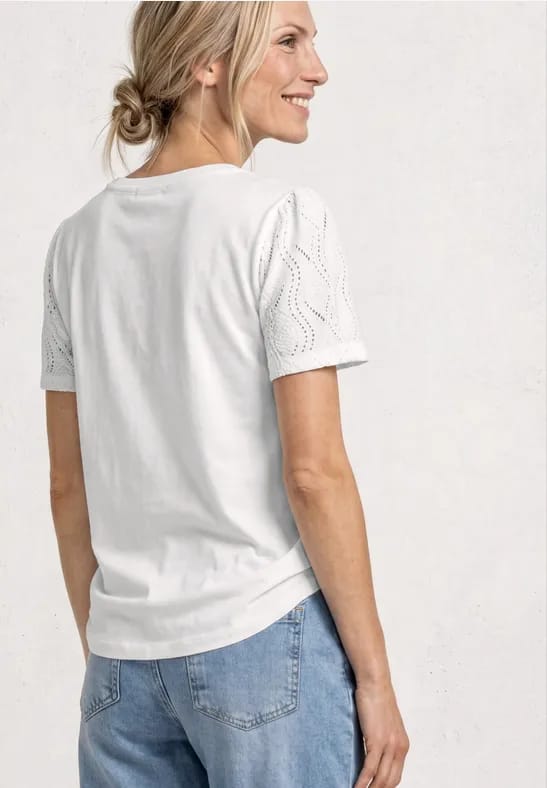 Shirt met ronde hals en kanten mouwen