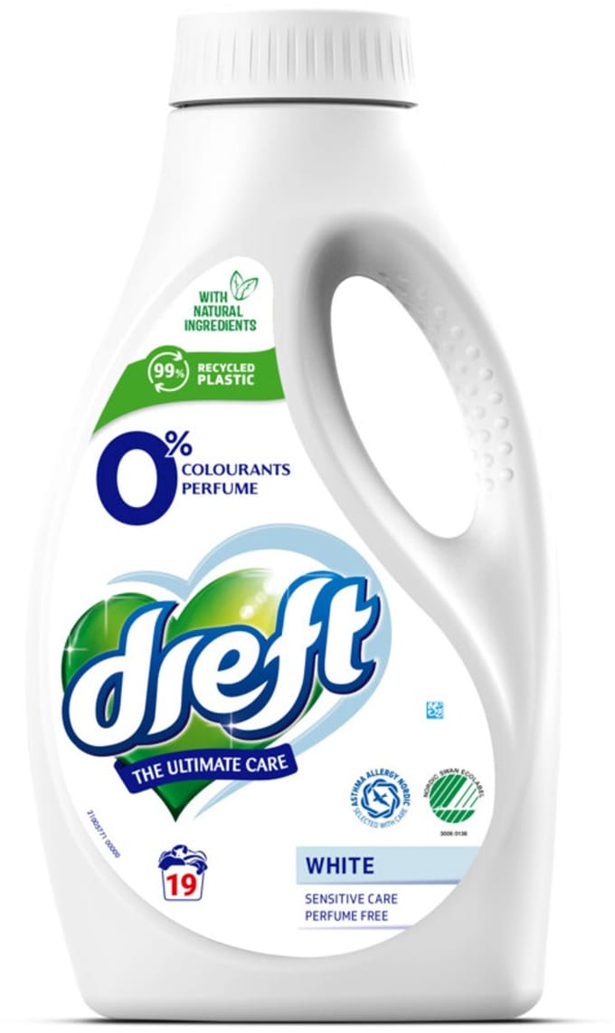 Dreft Vloeibaar Wasmiddel 0% Witte Was 19 Wasbeurten 988 ml