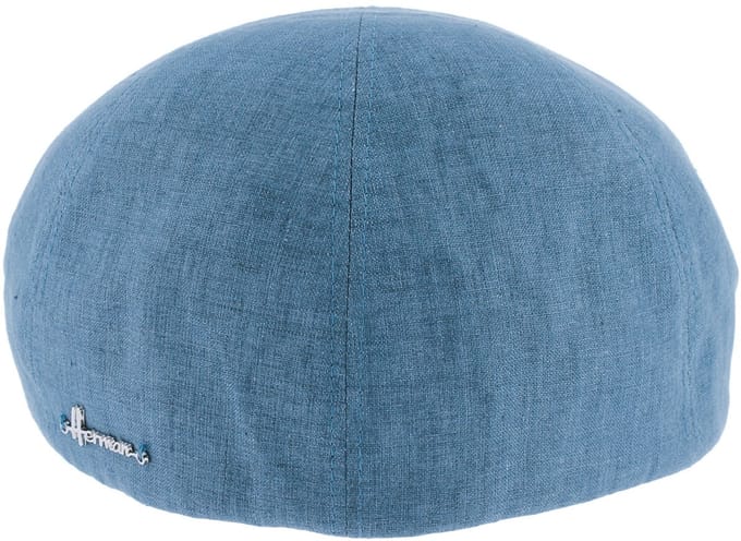 Herman casquette plate unie bleu de fabrication italienne avec dessous de la visière imprimée