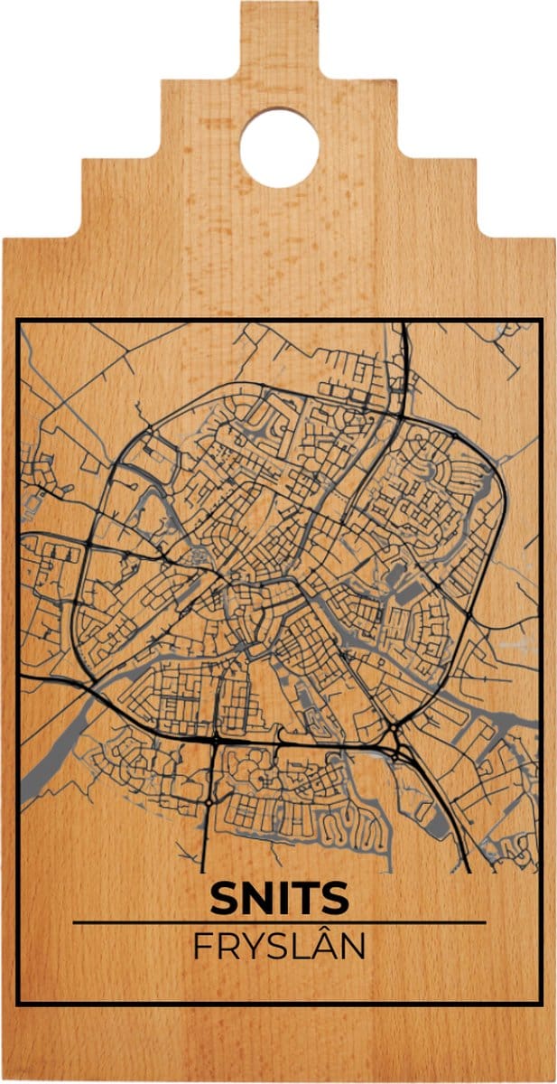 JM Woods - Borrelplank - Serveerplank - Hapjesplank - Kaasplank - Plattegrond - SNITS (SNEEK) - Gepersonaliseerd - Cadeau tip!