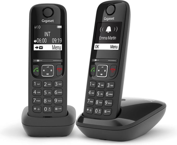 Gigaset AS690 DUO Analoge-/DECT-telefoon Nummerherkenning Zwart