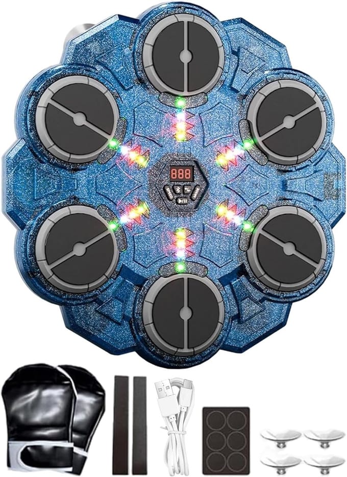 Muziek Boksmachine - Wand Boksapparaat - Interactieve Training - Verstelbare Snelheid - 33.5 x 36.5 cm - Blauw