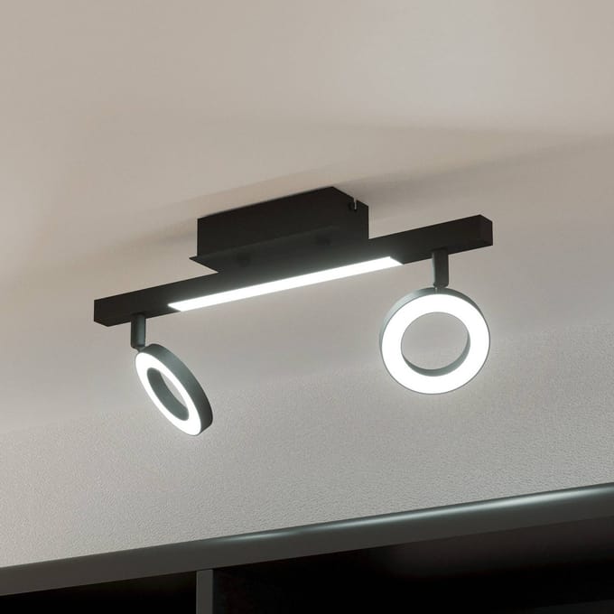 EGLO LED plafondspot Cardillio 2 zwart met twee ringen
