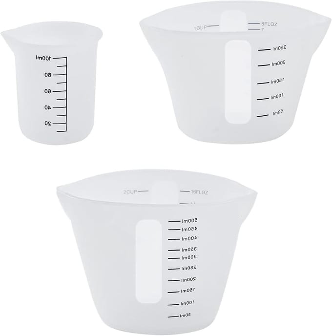 Set van 3 Siliconen Maatbekers voor Epoxyhars, Perfect voor DIY, Bakken en Mallen - 100ml, 250ml, 500ml