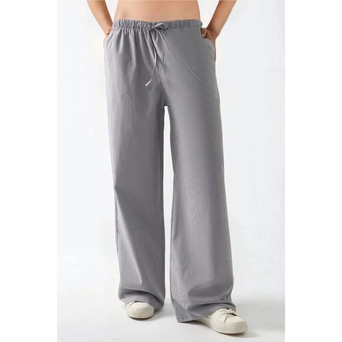 Elastische Taille Gestreepte Katoenen Loungebroek