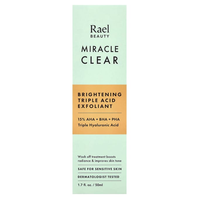 Rael, Miracle Clear, Verhelderende Triple Acid Exfoliator, Geurvrij, 50ml (1.7 fl oz) white