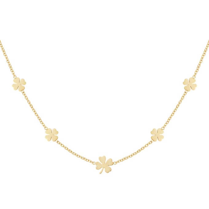 Bijoutheek Collier 5 Klavers Rood Gold