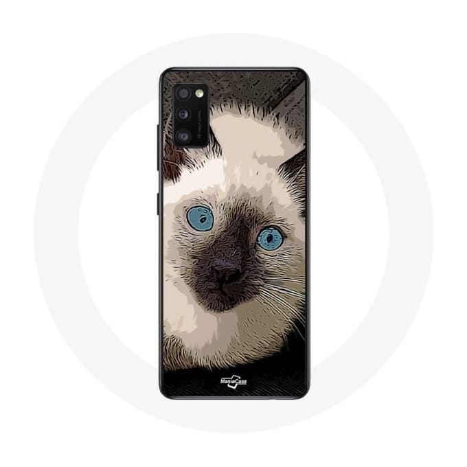 Samsung Galaxy A41 hoesje Zwart-witte Siamese kat met blauwe ogen