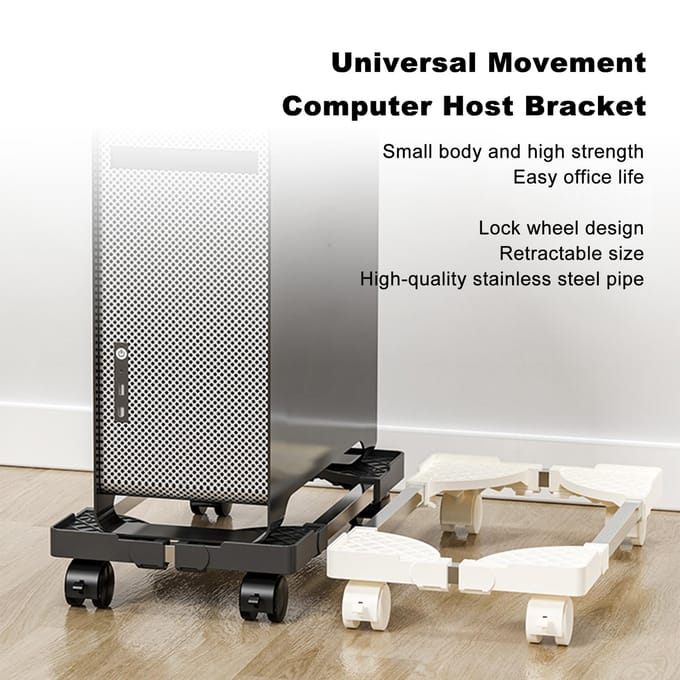 Computer Toren Standaard Verstelbare Mobiele CPU Beugel met Universeel Wiel Roestvrij Staal PC Toren wit