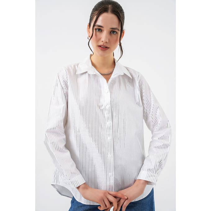 Oversized gestreepte blouse met knopen