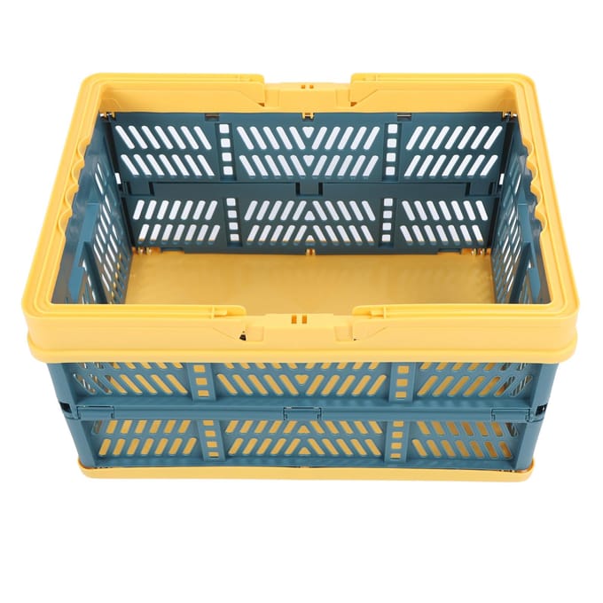 Opvouwbare Manden met Handvatten PP Waterdichte Opvouwbare Opbergkratten voor Thuis Keuken Slaapkamer Kantoor Geel Groen yellow