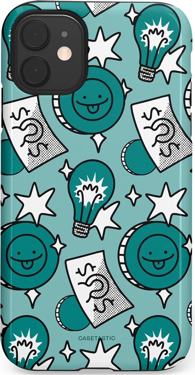 Casetastic hoesje geschikt voor Apple iPhone 11 - Dubbellaagse bescherming - Muntmeester - Fashion Case - Petrol Mintgroen Grijs Donkergrijs