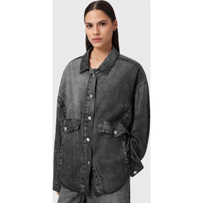 AllSaints Hettie Shacket Illusion Black Taglia: L | Magliette intime Outlet | Donna | Nero