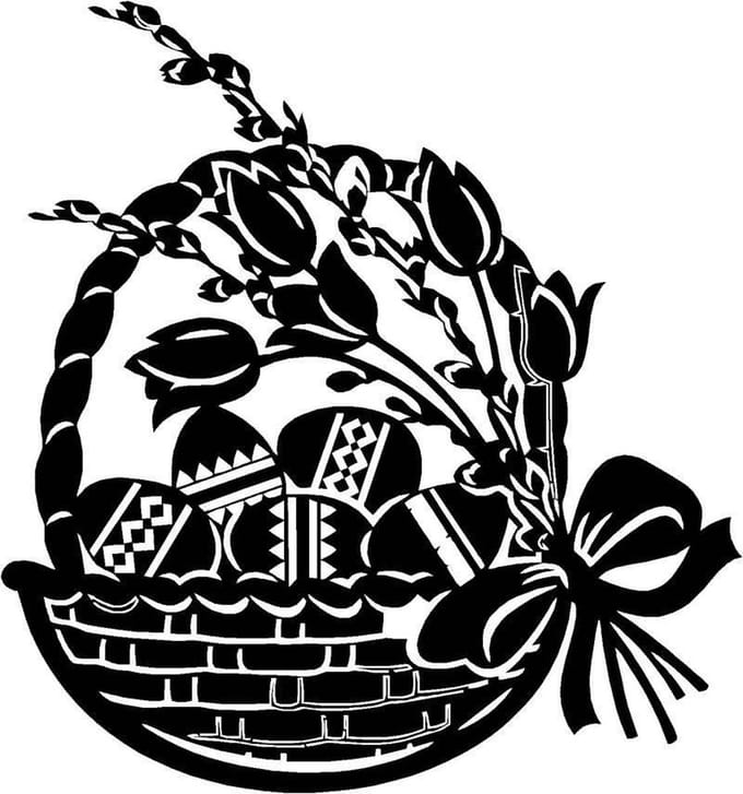 Pasen / Paas / Lente Raamsticker - Mand met Eieren groot witte achtergrond