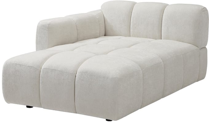 Vente-unique Chaise longue links in gebroken wit getextureerde stof CARLIVI
