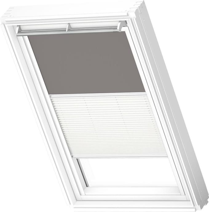 VELUX Origineel Verduisterend Rolgordijn Plus Plissé (DFD) Wit Kozijn, MK04, Grey