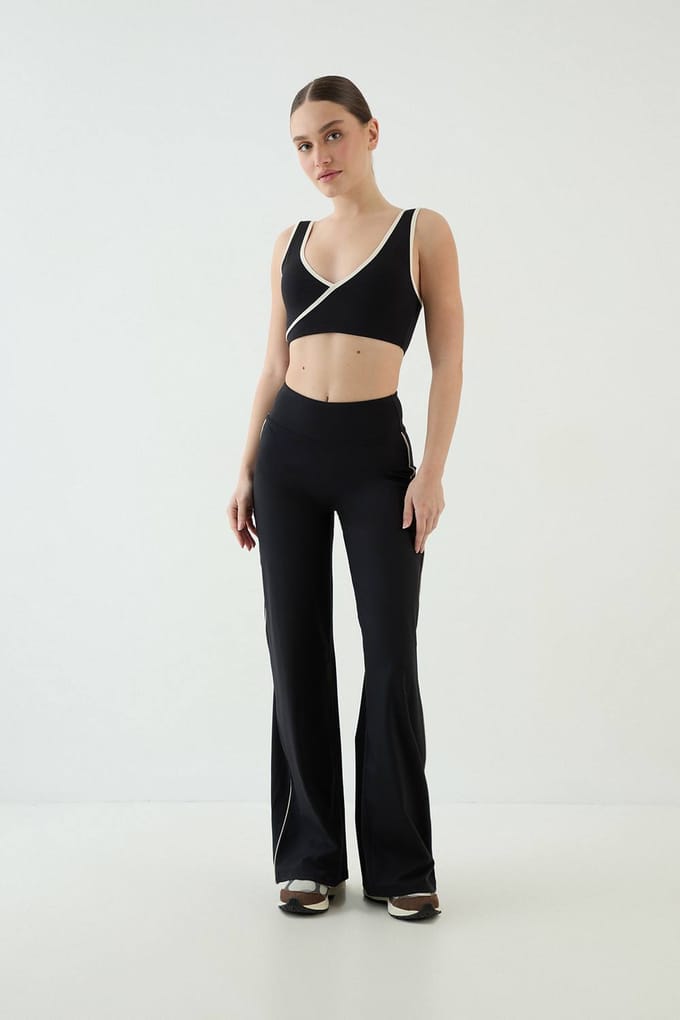 Dames Dsgn Studio Contour Bies Wijde Pijpen Yogabroek | Zwart | Maat: Medium