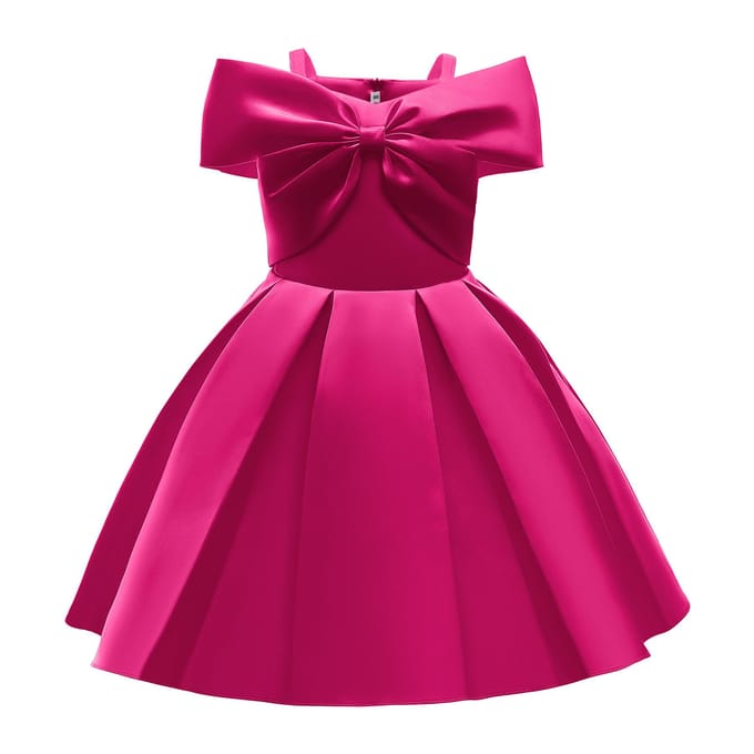 Nieuwe kinderprinsesjurk Effen kleur Off-shoulder kinderjurk 140cm wit