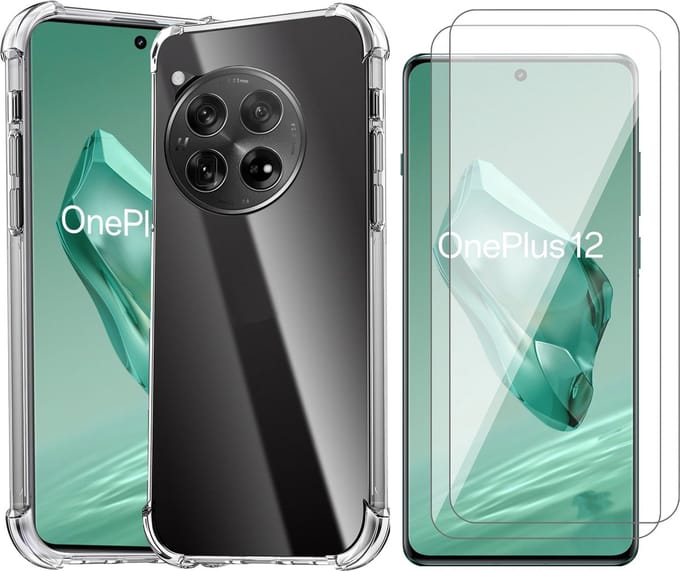 Hoesje geschikt voor Oneplus 12 - 2x Screenprotector Glas - Shockproof Transparant