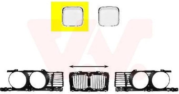 VanWezel 0635518 - Grille calandre centrale pour Bmw 5 e34 de 04/1988 au 11/1995