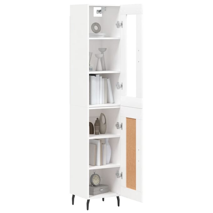vidaXL - Hoge - kast - 34,5x34x180 - cm - bewerkt - hout - wit