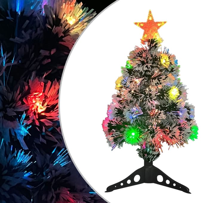 vidaXL - Kunstkerstboom - met - verlichting - 64 - cm - glasvezel - wit - en - blauw
