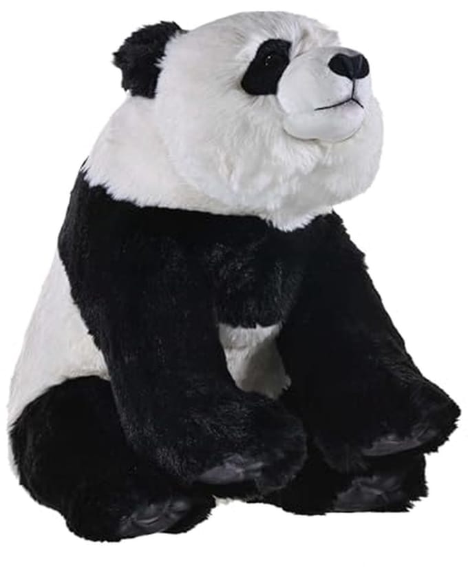 Pluche Panda - Knuffeldier Dier - Kinderen Leren - Gevuld Met Plastic Flessen - 38 cm - Zwart Wit