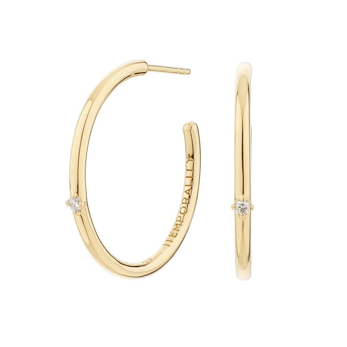 Gouden oorringen met zirkonia – 28 mm