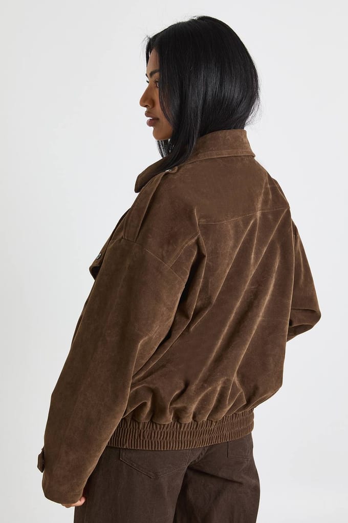 boohoo Dames Oversized Faux Suede Jacket | Chocoladebruin | Maat: 36