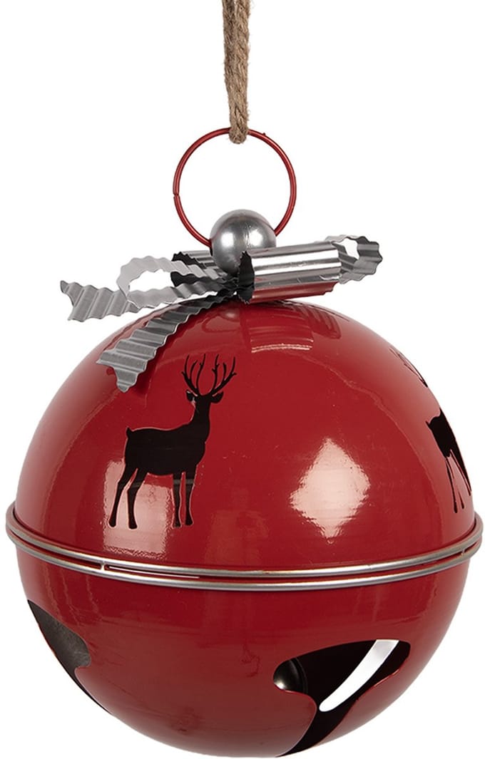 Clayre & Eef Decoratie Bel Ø 24x28 cm Rood Metaal