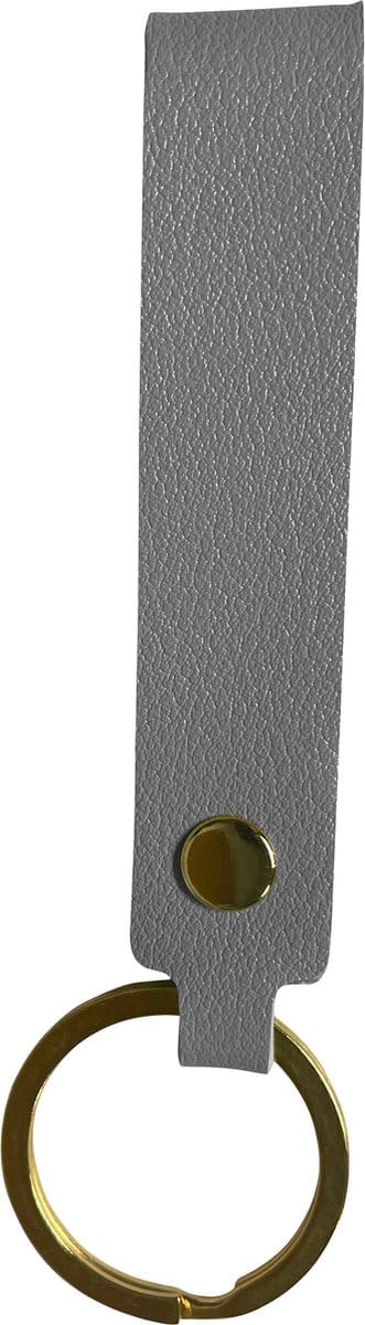 Sleutelhanger Met Sleutelring - Sleutelhanger Leer Dun Leer - Grijs