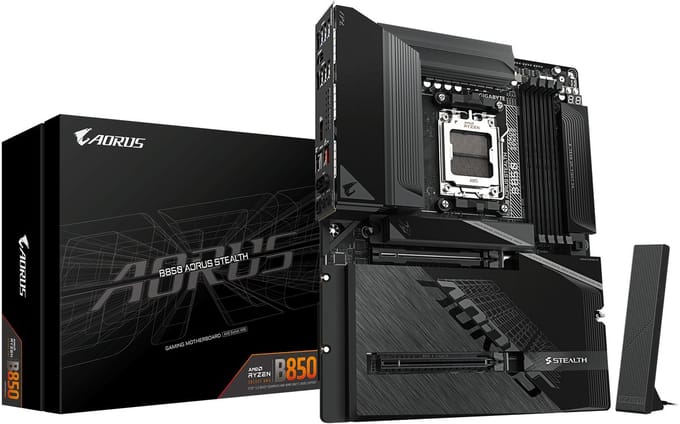 GIGABYTE B850 AORUS STEALTH - AMD AM5 - B850 Chipset - DDR5 - ATX - Wi‑Fi 7 - 5 GbE LAN