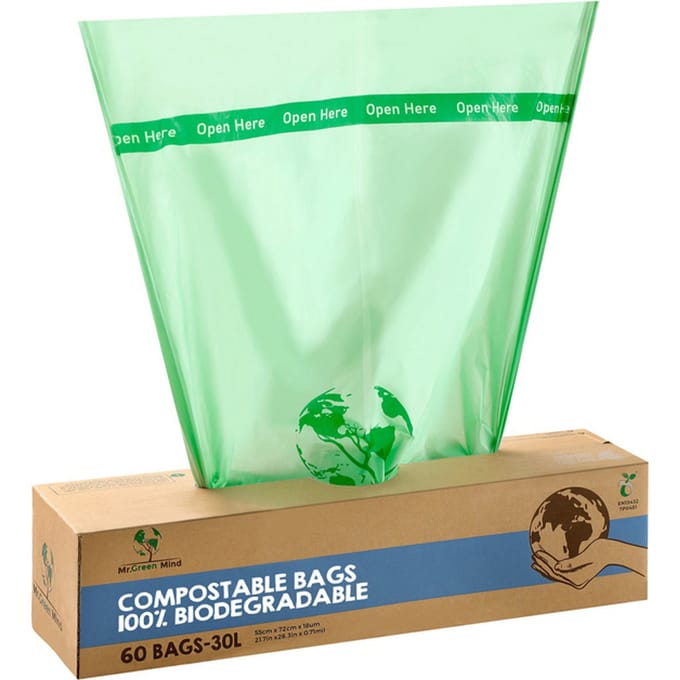 Afvalzak bio Mr.Green Mind 54x72cm 30 liter dispenser 60 stuks