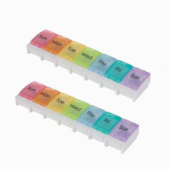 MOSAZIN Pillendoos 7 Dagen - Set van 2 - Engels - Wit